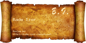 Bade Izor névjegykártya